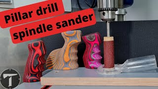 DIY super simple pillar drill spindle sander to shape air rifle and ar15 pistol grips [upl. by Ethban]