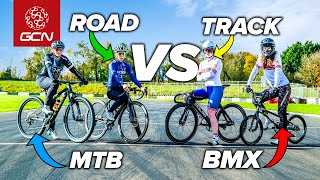 Who Is The FASTEST Cyclist  MTB vs Road vs Track vs BMX [upl. by Ahsilahs249]