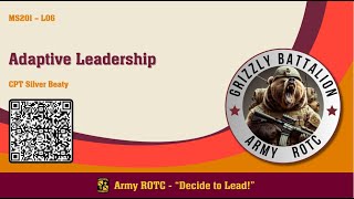 Adaptive Leadership  MSL201 Lesson 06  ROTC [upl. by Rabkin]