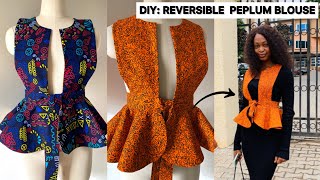 DIY Reversible Pinafore Peplum Blouse with 720 Degrees Flare Cutting and Stitching Tutorial [upl. by Burrton]