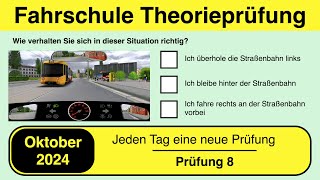 🚘 Führerschein Theorieprüfung Klasse B 🚗 Oktober 2024  Prüfung 8🎓📚 [upl. by Atteuqnas]