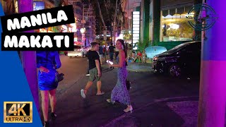 Nightlife in Makati Philippines A Walking Tour of P Burgos Street in 4K [upl. by Sacken]