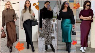 FALDAS SATINADAS🍂 OTOÑO INVIERNO NUEVAS TENDENCIAS DE MODA 2024 [upl. by Rianna]