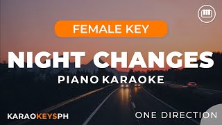 Night Changes  One Direction Female Key  Piano Karaoke [upl. by Joellyn]