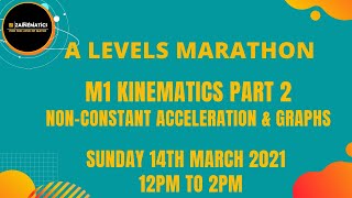 MARATHON A LEVELS M1 KINEMATICS NON CONSTANT ACCELERATION AND GRAPHS [upl. by Hynes980]