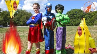 New Sky Kids Super Episode  Little Superheroes Bananas amp Adventure Kids Nerf War Movie [upl. by Lemmie]