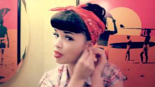 Retro Rockabilly Bandana hair tutorial by Susie Brown [upl. by Nonek911]