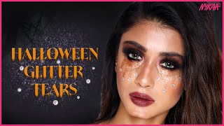 Halloween Makeup Look Using Rhinestones Ft Sush Dazzles  Teary Eyed Makeup Look To Try  Nykaa [upl. by Aicyla780]