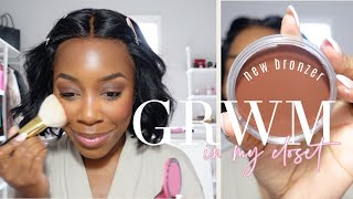 GRWM trying another NEW CREAM BRONZER  NARS LAGUNA BRONZER IS FINALLY DARK ENOUGH  Andrea Renee [upl. by Arreic]