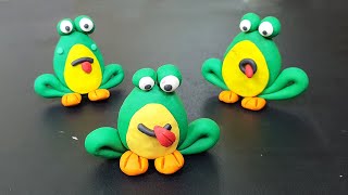 Green Frog clay modelling for kids Clay Frog making How to make Frog clay [upl. by Moran24]