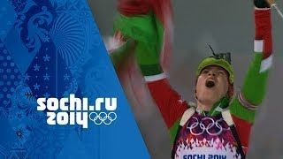 Biathlon  Womens 10km Pursuit  Domracheva Wins Gold  Sochi 2014 Winter Olympics [upl. by Ottillia]