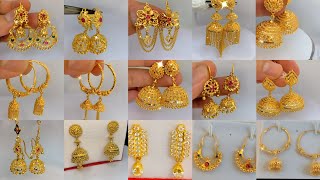 Gold earrings designs new model 2023  Gold Earrings designs  Glorious Jewelry [upl. by Gassman]