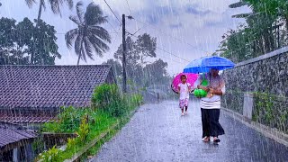 HEAVY RAIN IN BEAUTIFUL VILLAGE LIFE  NATURAL RAIN SOUNDS VILLAGE FOR SLEEPING [upl. by Beekman]