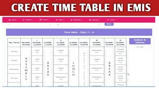 CREATE CLASS WISE TIME TABLE IN EMIS  EMIS NEW UPDATE  TIME TABLE MODULE ENABLED [upl. by Aikahs969]