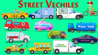 Learn Street Vehicles  Car and Trucks  Vehicles For Kids [upl. by Bruns488]