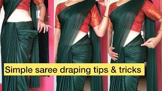 Simple saree draping tips and tricksHow to drape simple sareedailywearsaree sareepleats saree [upl. by Leanna]