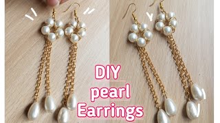 DIY Earrings Easy fancy pearl Earrings for collage girls DIY jewelry [upl. by Eicart]