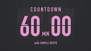 60 Minutes Countdown Flip Clock Timer  Simple Beeps 💕🖤 [upl. by Aynot]