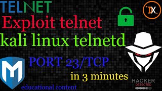 Exploit telnet port 23tcp metasploitable kali linux hack test [upl. by Pellet]