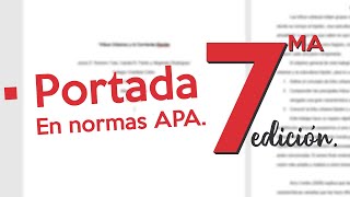 NORMAS APA SÉPTIMA EDICIÓN  PORTADA EN WORD [upl. by Bever]