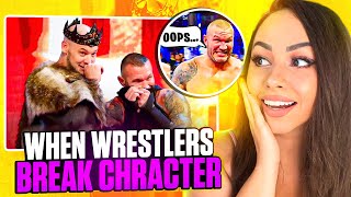 Girl Watches WWE  Wrestlers BREAKING CHARACTER [upl. by Oiceladni]