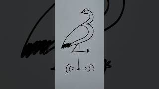 How to draw flamingo using 334 numberFlamingo drawing birdsflamingo artist art drawing shorts [upl. by Arualana]