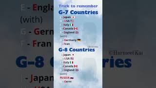 Easy Trick Mnemonic to remember G7 Countries amp G8 Countries [upl. by Yngad]