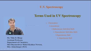 Terms used in U V Spectroscopy  Chromophore Auxochrome bathochromic shift  Prof Nitin Bhoge [upl. by Nairda]