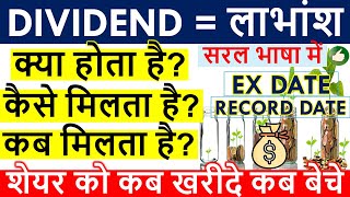 WHAT IS DIVIDEND DIVIDEND KAB AUR KAISE MILTA HAI WHAT IS DIVIDEND EXDATE RECORD DATE • YIELD [upl. by Anelys]