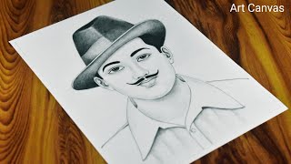 BHAGAT SINGH Drawing With Pencil Sketch  Step by Step  lndependence day Special Freedom fighters [upl. by Kirenoj]