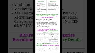 Railway RRB Paramedical Categories CEN 042024 Apply railway rrb [upl. by Rubi]