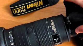 Nikon AFS Nikkor 80200mm AFlock button presentation [upl. by Tsenre]