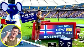 Jakob ingebrigtsen breaks 3000m world record at silesia diamond league 71755  Jakob ingebrigsten [upl. by Cahilly]