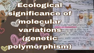 Ecological Significance Of Molecular Variations genetic polymorphism m sc zoology notes in hindi [upl. by Halsted]