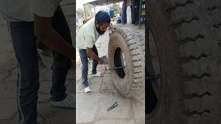 truck Tyre🚛puncture repair viral subscribe shortvideo shorts [upl. by Higgs]