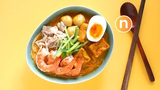 Laksa Lemak 😍  Malaysian Curry Noodles with Coconut Milk  Nyonya Laksa Nyonya Cooking [upl. by Assirolc572]