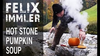 Hot Stone Pumpkin Soup Bushcraftstyle  A Victorinox Swiss Army Knife project [upl. by Cathyleen]