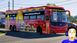 NEW LUXURY BUS DRIVING ON SINGLE ROAD CITY WITH MAHA LAXMI VOLVO BUS TRAVELS  ETS 2Rahul1PlayS [upl. by Aedni731]