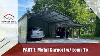 32x25x10 Metal Carport with Leanto Storage PART 1 [upl. by Venetis]