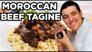 Moroccan Beef Tagine Recipe with Couscous [upl. by Elyk]