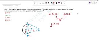 From a point A which is at a distance of 17 cm from the centre C of a circle to the circle ssc cgl [upl. by Dominus718]