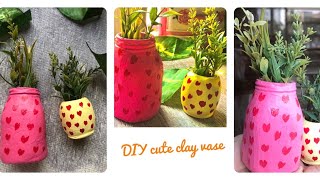 Making air dry clay vases  anyone can make this  Home decorating ideas [upl. by Brandwein246]