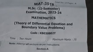 Theory of differential equations and boundary value problem question paper  2024 [upl. by Hartley]