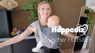 Tragetuch binden  Klassischer Hüftsitz  Hoppediz [upl. by Inglebert252]