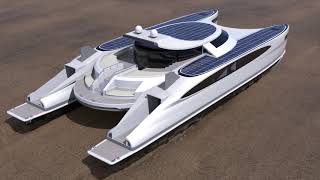 Pagurus Solar Hybrid Amphibious Catamaran Yacht can Crawl on Land [upl. by Wayne]