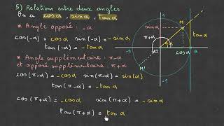 Cos Sin et Tan des angles opposéssupplémentaires et complémentaires [upl. by Ahsitniuq]