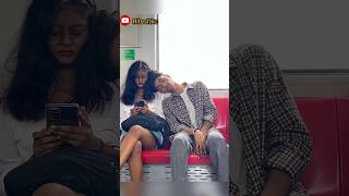 SLEEPING ON STRANGERS IN THE METRO PRANK😜  EPIC REACTION 😍 RITESHKC [upl. by Ahsikit]