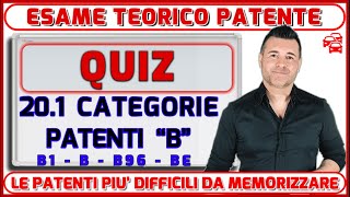 QUIZ  CATEGORIE PATENTI B1 B B96 BE [upl. by Lenaj]