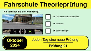 🚘 Führerschein Theorieprüfung Klasse B 🚗 Oktober 2024  Prüfung 21🎓📚 [upl. by Kotta]