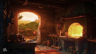 Medieval Blacksmith Ambience  Fantasy ASMR  Forging Sounds Village Ambience [upl. by Mossman]